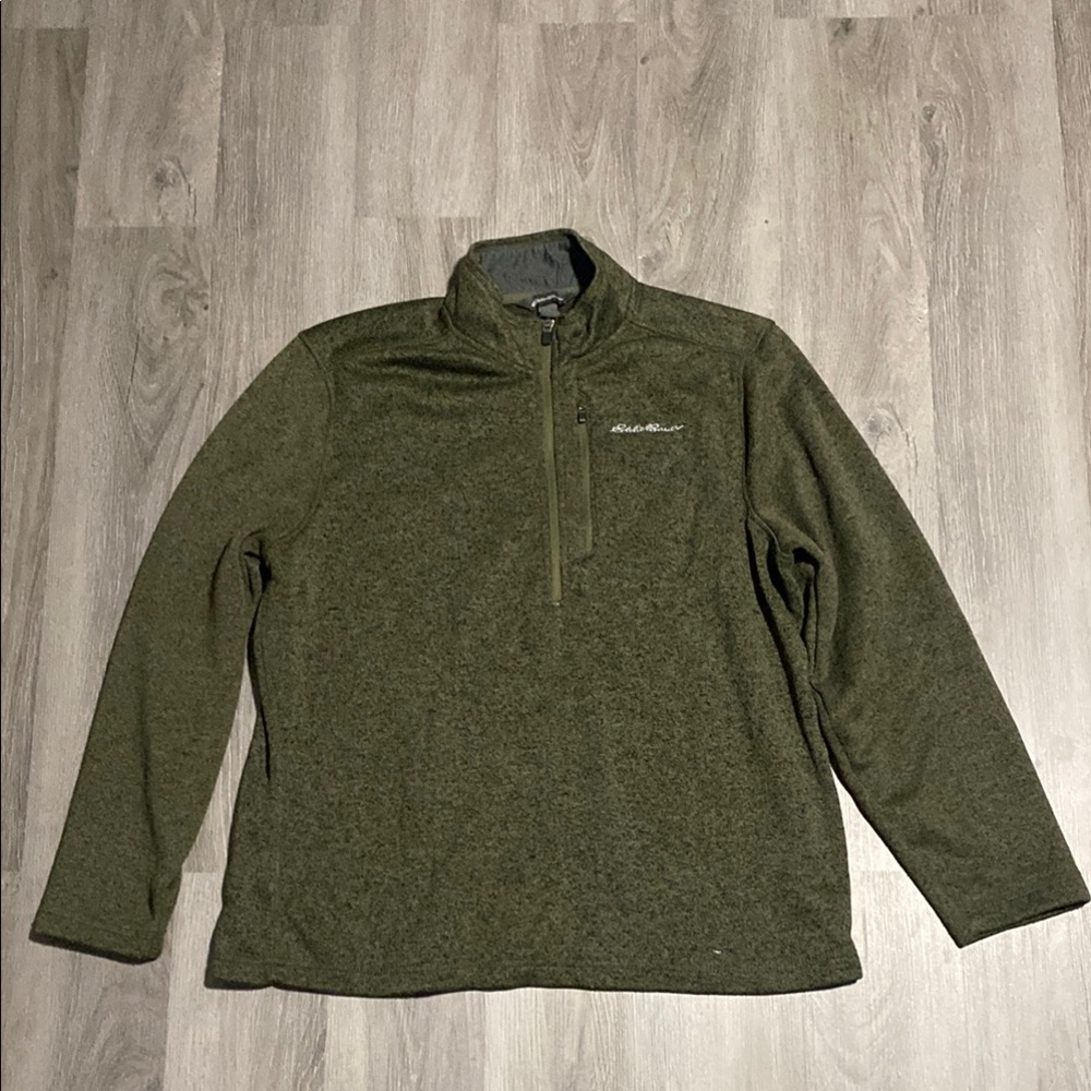 Eddie Bauer Men’s XL Olive Green Quarter-Zip Pullover‎